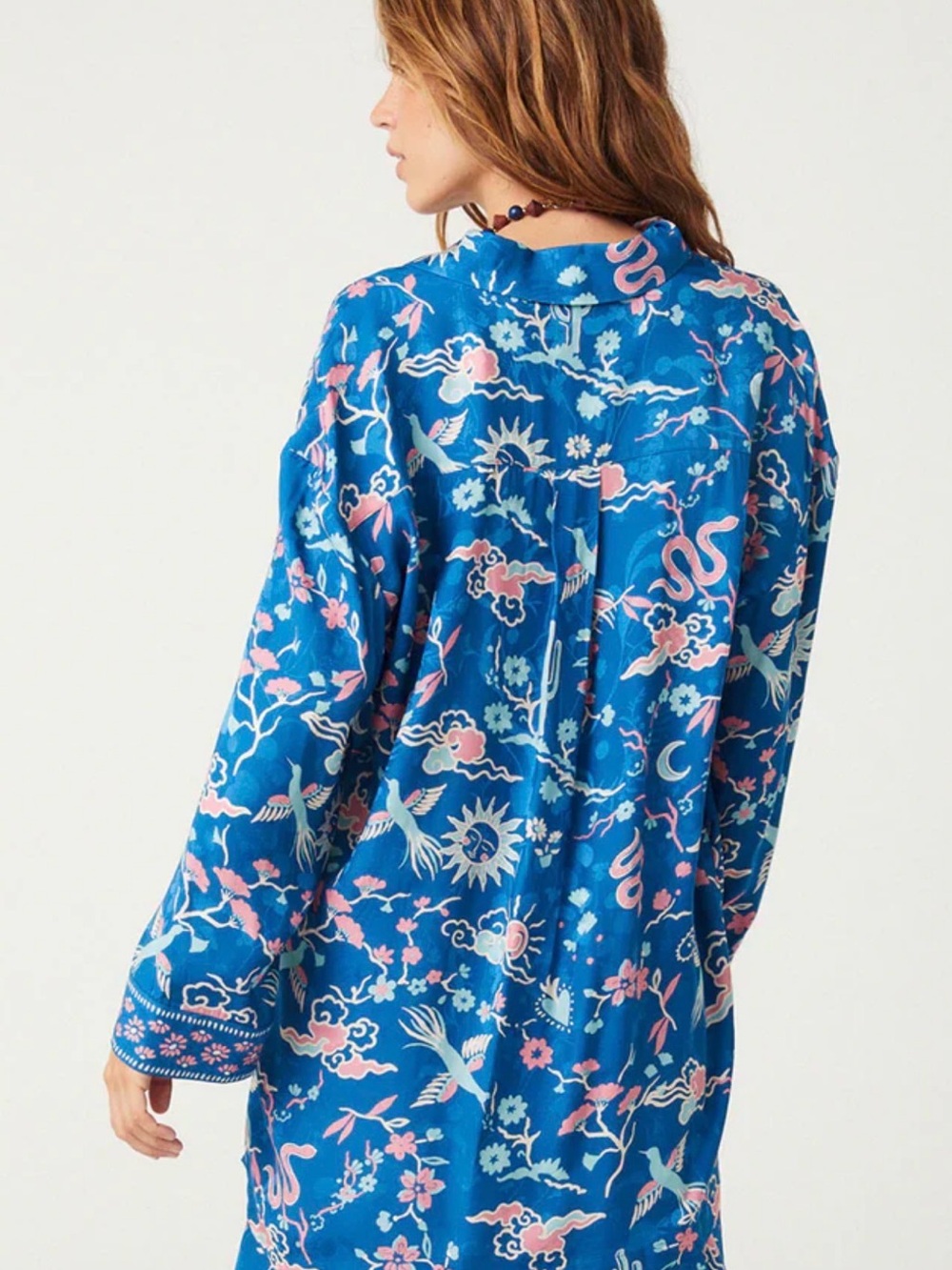 Spell Blue and Pink Printed Button-Down Shirt